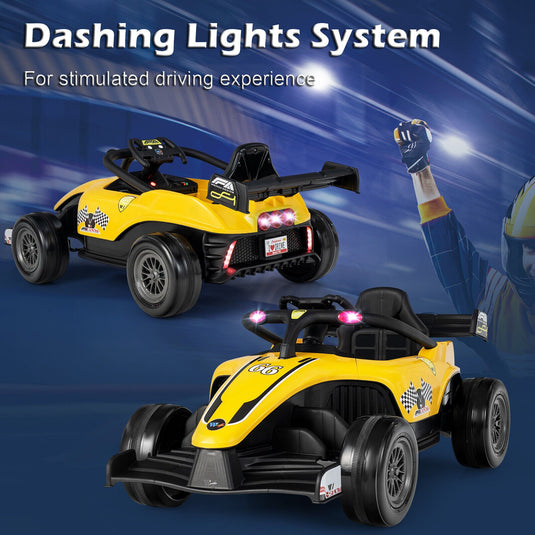 Electric Racing Truck for Kids with Remote Control, MP3 Player, and Lights - Yellow