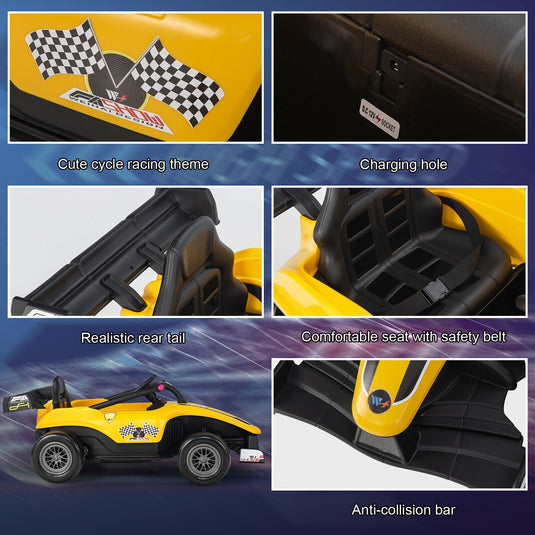 Electric Racing Truck for Kids with Remote Control, MP3 Player, and Lights - Yellow