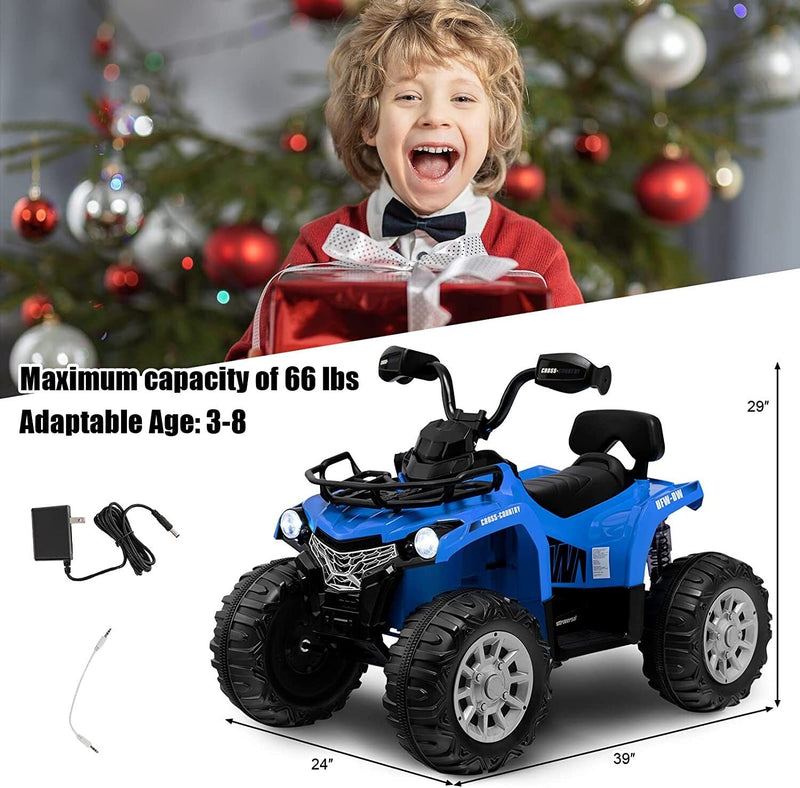 Load image into Gallery viewer, Electric Ride-On ATV Quad Car Toy for Kids with MP3, Headlights, and 2 Speed Options - 12V

