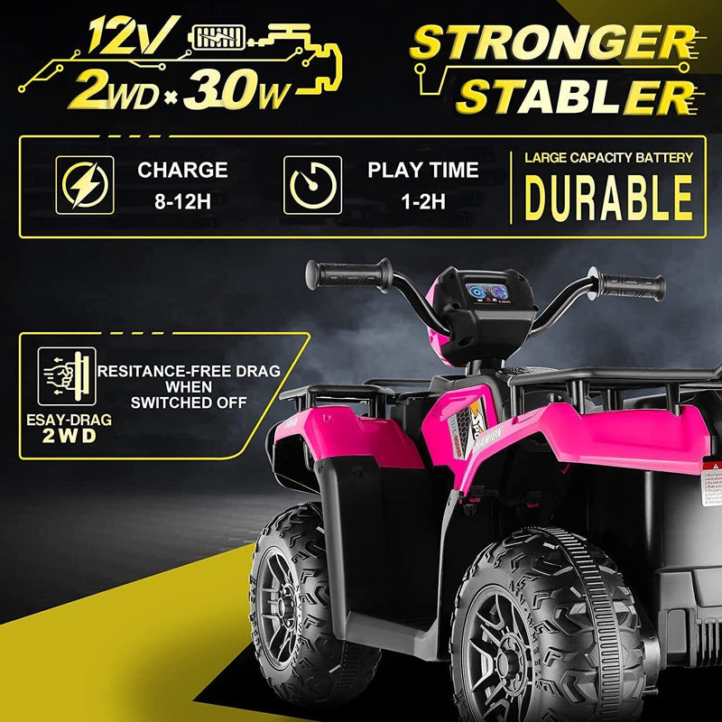 Load image into Gallery viewer, Electric Ride-On ATV Quad for Kids with LED Lights, USB and MP3 Player - Suitable for Girls and Boys Aged 3-4
