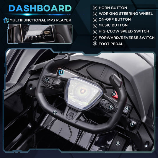 Electric Ride-on Car for Kids 3-6 Years with Remote Control and Suspension - Black