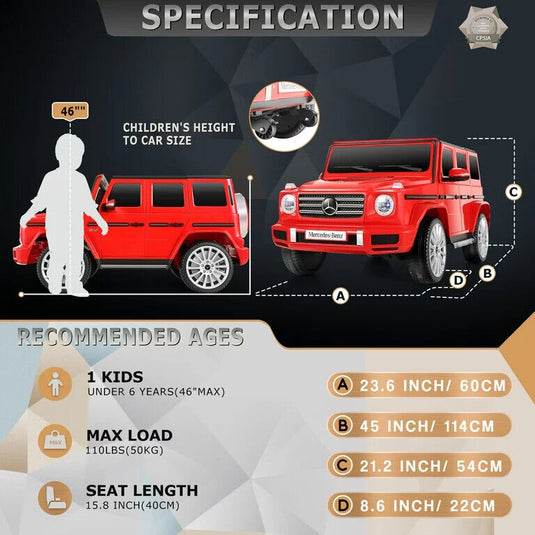 12V Electric Ride-On Car for Kids - Lamborghini & Mercedes Benz G500 Models