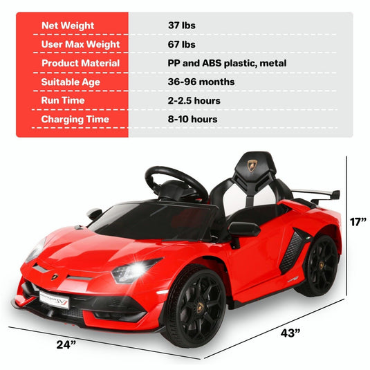 12V Electric Ride-On Car for Kids - Lamborghini & Mercedes Benz G500 Models