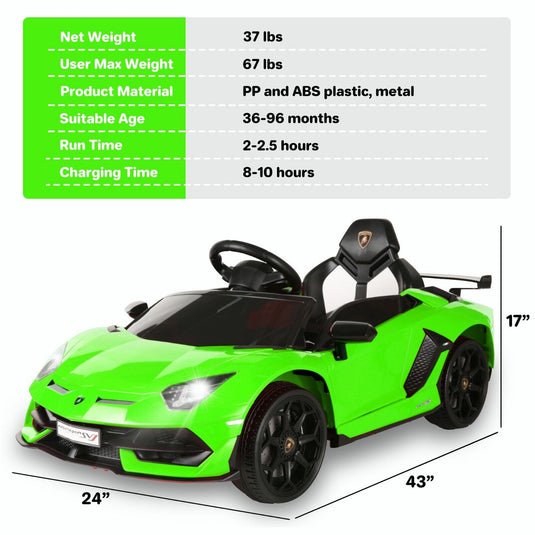 12V Electric Ride-On Car for Kids - Lamborghini & Mercedes Benz G500 Models