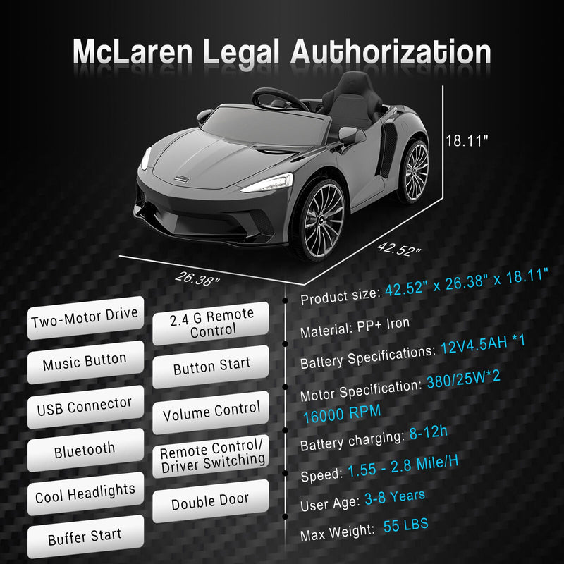 Load image into Gallery viewer, 12V Licensed McLaren Battery Powered 2 Speed Sports Car Toy for Kids
