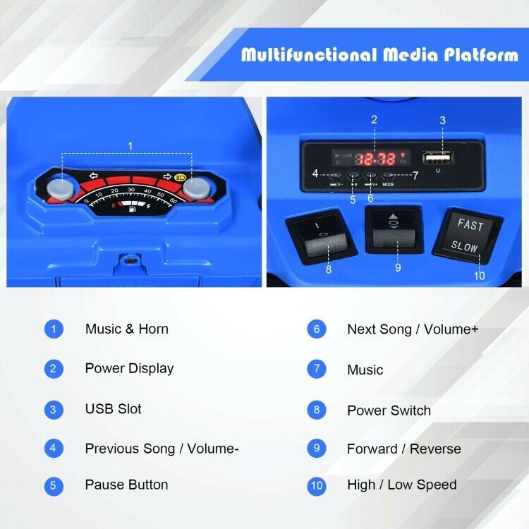 Load image into Gallery viewer, Electric Ride-On Car for Kids with 2 Speeds, MP3 Player, LED Lights, and Treaded Tires - 12V
