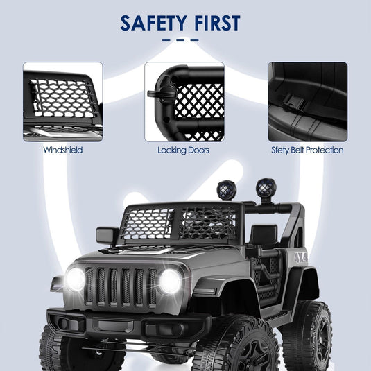 Electric Ride-On Car for Kids with 3 Speeds and Parental Remote Control - 12V LED Lights