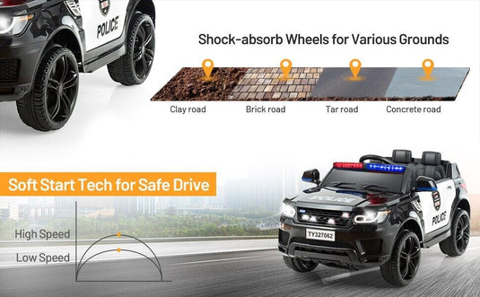 Electric Ride On Car for Kids with 3 Speeds, Lights, Music & Remote Control - 12V