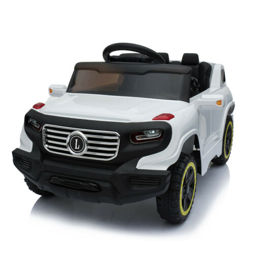Electric Ride-On Car for Kids with 3 Speeds, Music Player, and Remote Control - White