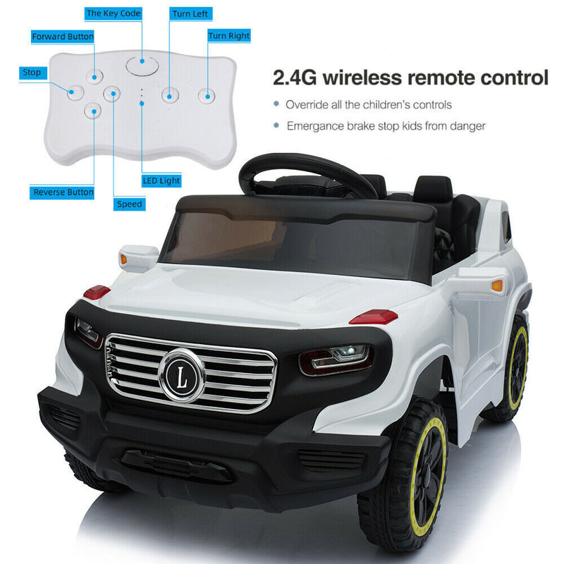 Load image into Gallery viewer, Electric Ride-On Car for Kids with 3 Speeds, Music Player, and Remote Control - White
