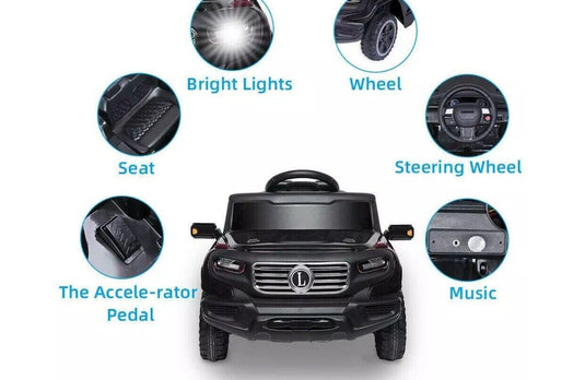 Electric Ride-On Car for Kids with 3 Speeds, Rechargeable Battery, Music, Lights, and Remote Control