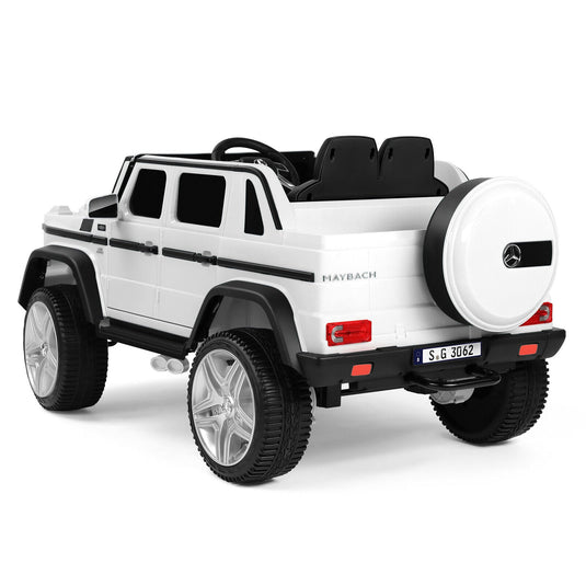 Electric Ride-On Car for Kids with Music, LED Lights, and Remote Control - 3 Speeds - White