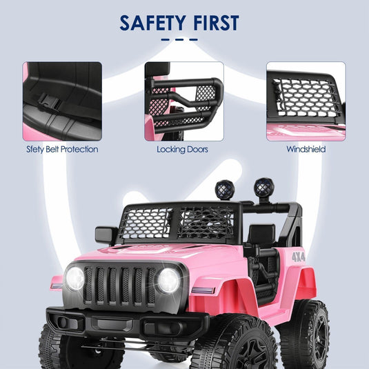 12V Electric Ride-On Car Trucks for Kids with Remote Control, MP3 & LED Lights
