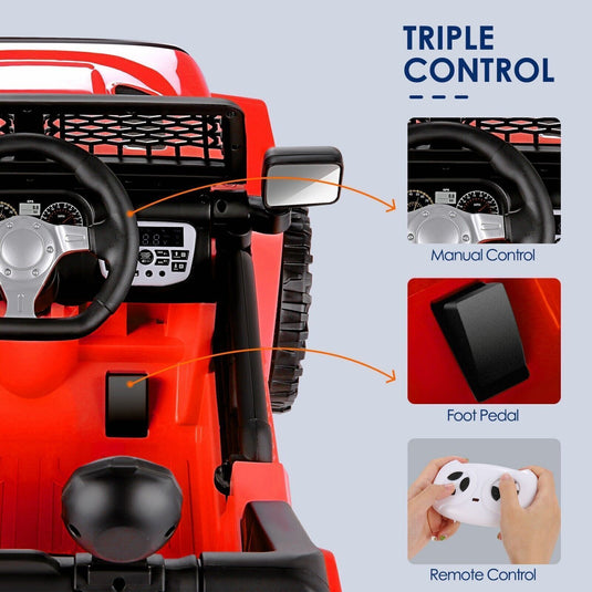 12V Electric Ride-On Car Trucks for Kids with Remote Control, MP3 & LED Lights