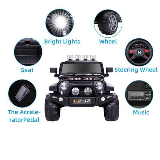 Electric Ride-On Car for Kids with Remote Control and 3 Speed Options - 12V, 7Ah, 4mph - Black