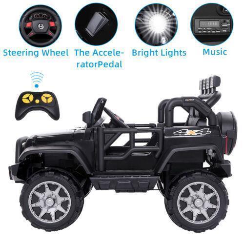 Electric Ride-On Car for Kids with Remote Control and 3 Speeds - Black