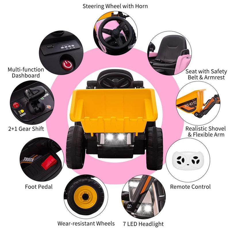 Load image into Gallery viewer, Electric Ride-On Car for Kids with Remote Control and Bucket - 12V Battery Powered
