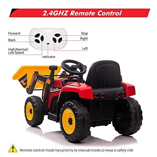 Electric Ride-On Car for Kids with Remote Control and Bucket - 12V Battery Powered