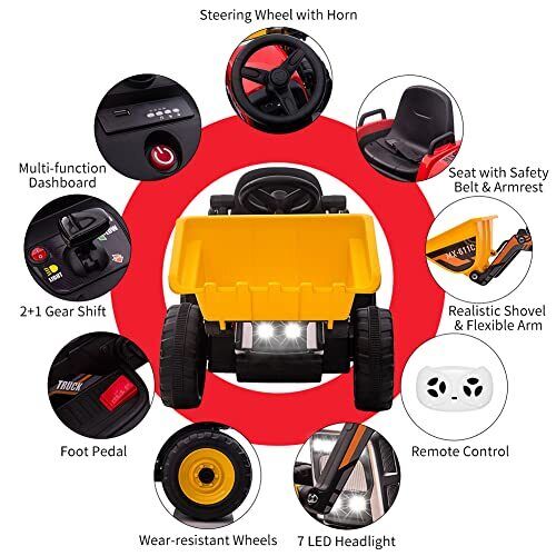 Load image into Gallery viewer, Electric Ride-On Car for Kids with Remote Control and Bucket - 12V Battery Powered
