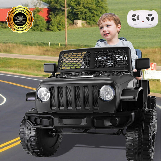 Electric Ride-On Car for Kids with Remote Control and MP3 Player - 12V Black Truck Design
