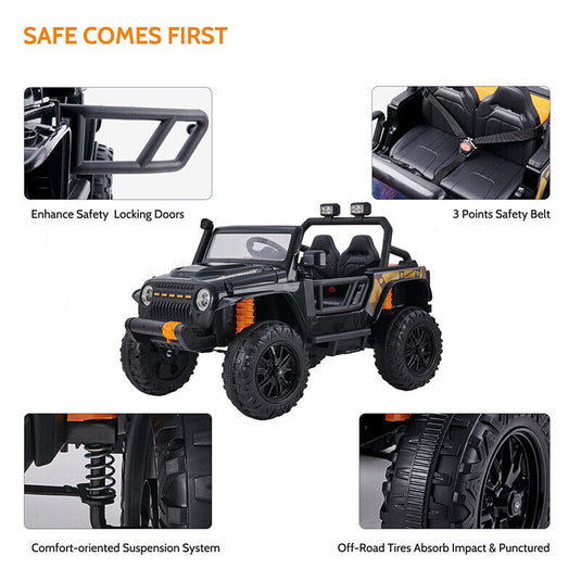 Electric Ride-On Car for Kids with Remote Control and Parent Seat - 12V Power Wheels Truck