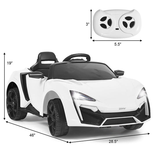 Electric Ride-On Car for Kids with Remote Control, Lights, Music, and Openable Doors - White