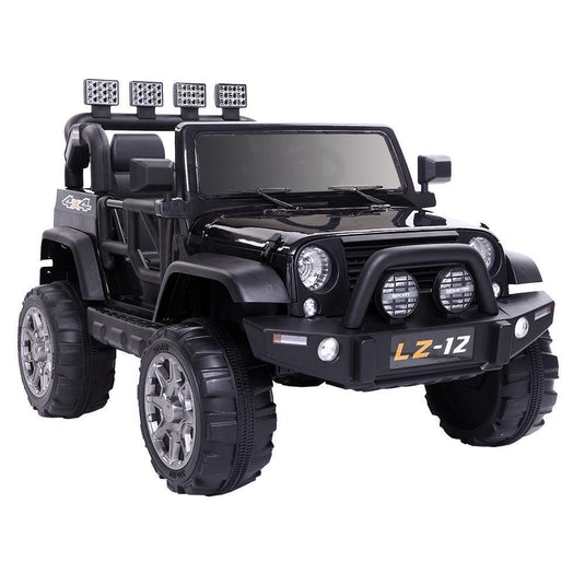 Electric Ride-On Car for Kids with Remote Control, Music, LED Lights, and 4mph Wheels in Black