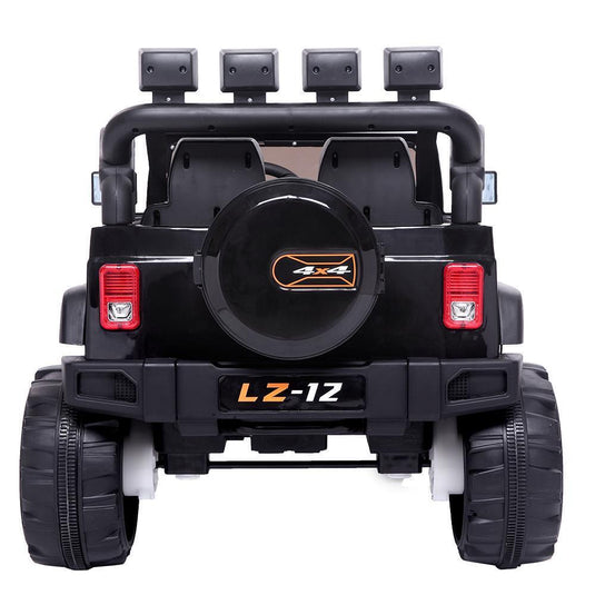 Electric Ride-On Car for Kids with Remote Control, Music, LED Lights, and 4mph Wheels in Black