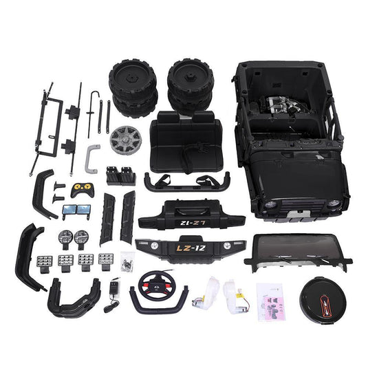 Electric Ride-On Car for Kids with Remote Control, Music, LED Lights, and 4mph Wheels in Black