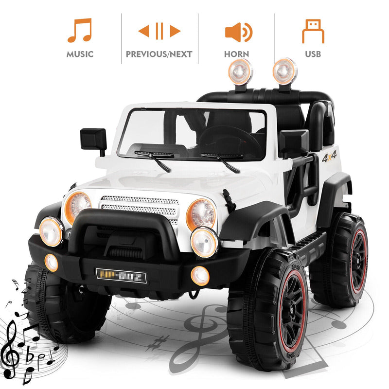 Load image into Gallery viewer, Electric Ride-On Car for Kids with Remote Control, Music Player, LED Lights, and USB Port - White
