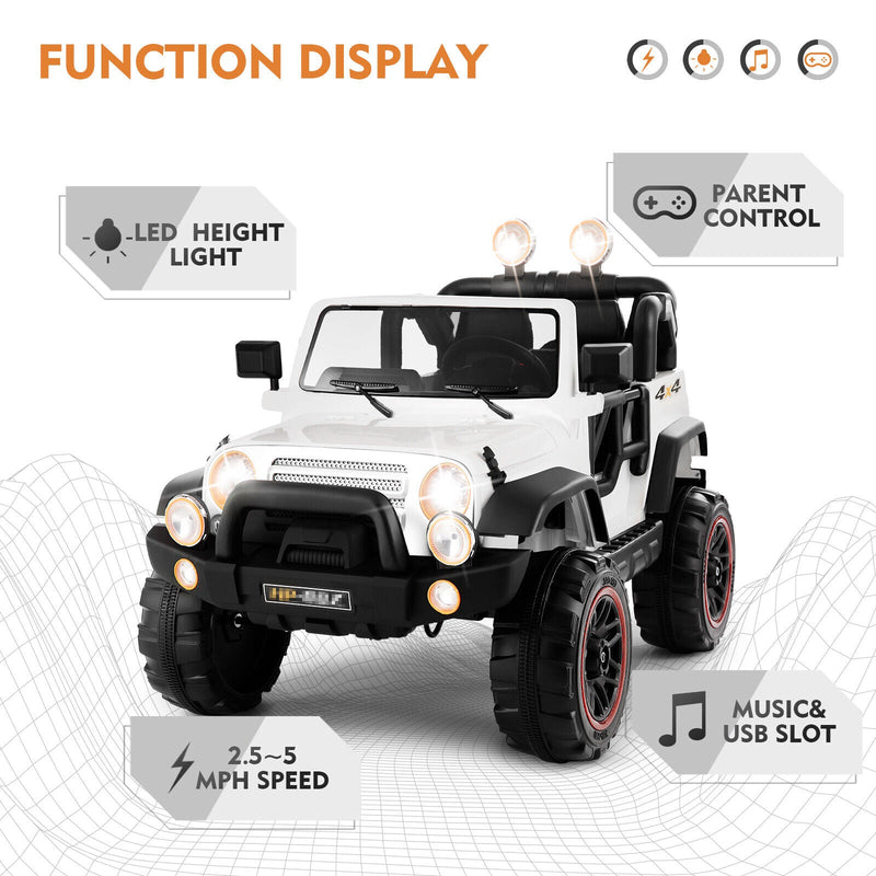 Load image into Gallery viewer, Electric Ride-On Car for Kids with Remote Control, Music Player, LED Lights, and USB Port - White
