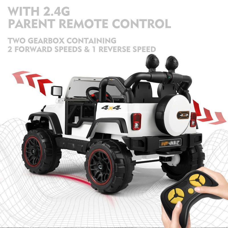 Load image into Gallery viewer, Electric Ride-On Car for Kids with Remote Control, Music Player, LED Lights, and USB Port - White
