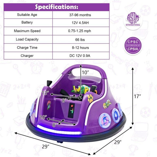 Electric Ride On Car for Toddlers with Remote Control and Flashing Lights - 12V Vehicle Toy
