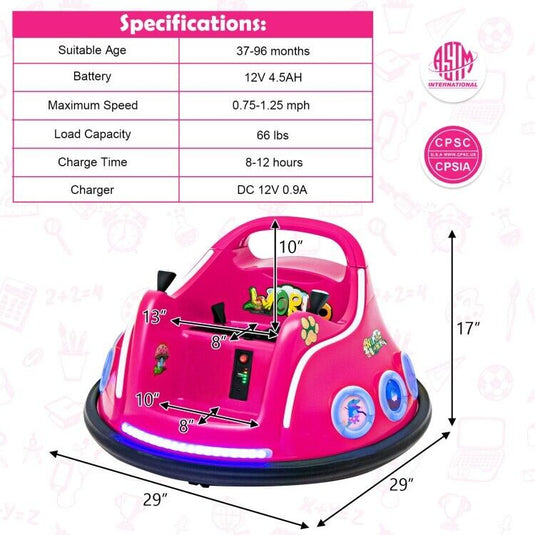 Electric Ride On Car for Toddlers with Remote Control and LED Lights