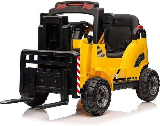 Electric Ride-On Construction Forklift with Remote Control and Built-In Music - 12V