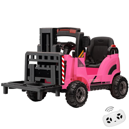 Electric Ride-On Construction Forklift with Remote Control and Built-In Music - 12V