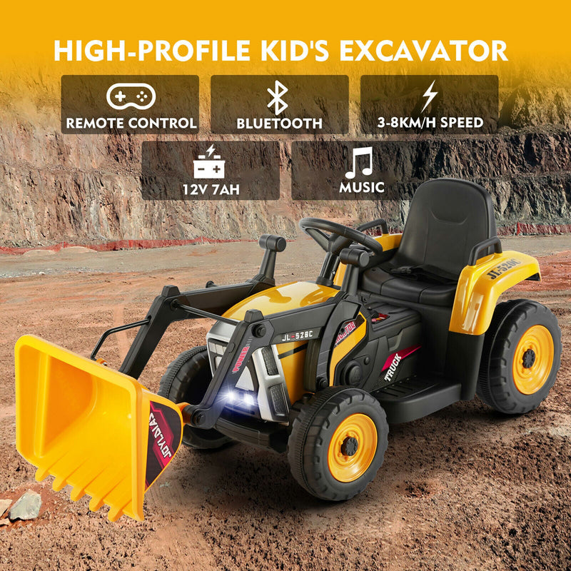 Load image into Gallery viewer, Electric Ride-On Excavator Digger with Bluetooth Music and Remote Control - 3 Speeds, Yellow
