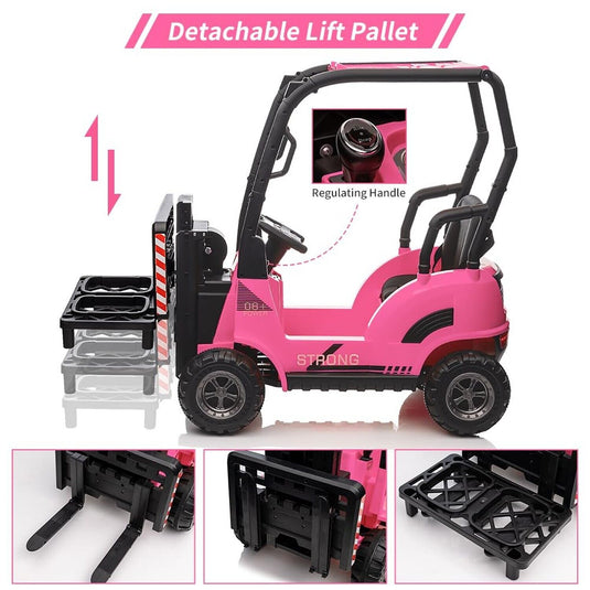Electric Ride-On Forklift Car with Tent for Kids - Construction-Themed Fun!