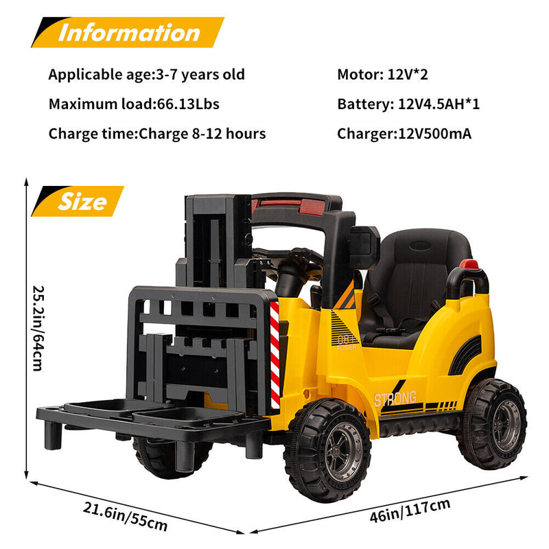 Load image into Gallery viewer, Electric Ride-On Forklift for Kids with Remote Control - 2 Speed Options for Boys and Girls
