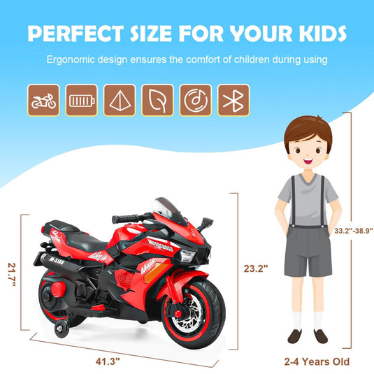Electric Ride-On Motorbike for Kids - 12V Rechargeable 2-Wheel Car