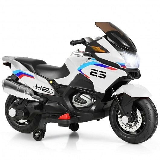 Load image into Gallery viewer, Electric Ride-On Motorcycle for Kids - 12V Motor Bike in White
