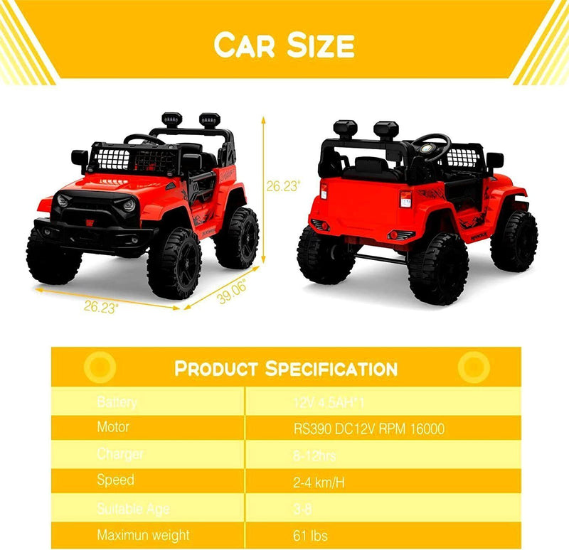 Load image into Gallery viewer, Electric Ride-On Toy Car for Kids with LED Lights, Bluetooth, and 2 Speeds - Red
