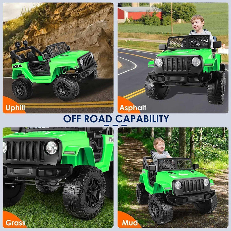 Load image into Gallery viewer, Electric Ride-On Toy Truck for Kids with Remote Control, Music, and LED Lights - 12V Jeep Style
