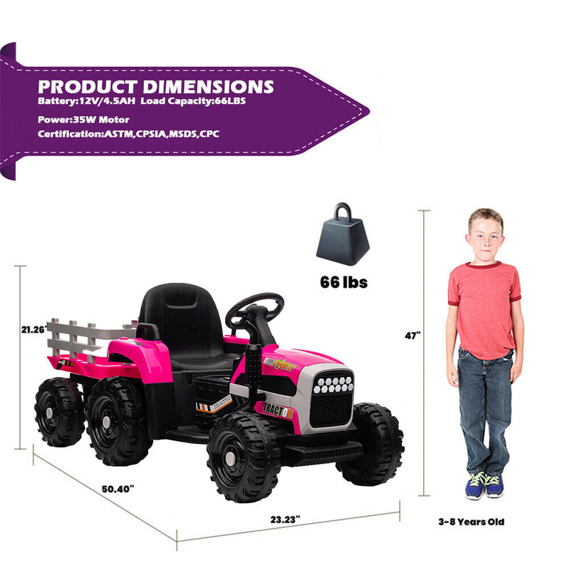 Load image into Gallery viewer, Electric Ride-On Tractor and Trailer for Kids - Red Toddler Toy

