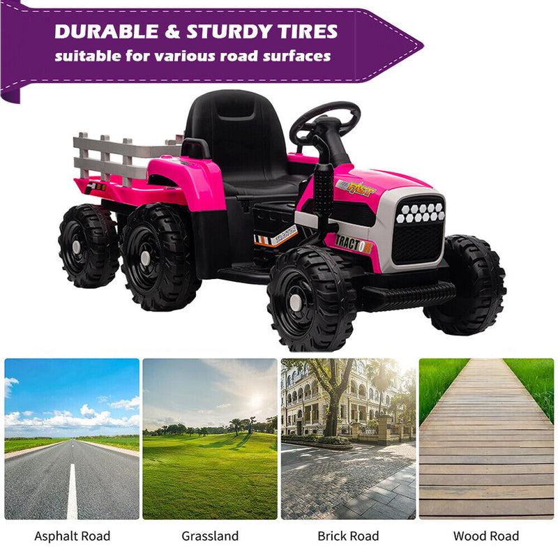 Load image into Gallery viewer, Electric Ride-On Tractor and Trailer for Kids - Red Toddler Toy

