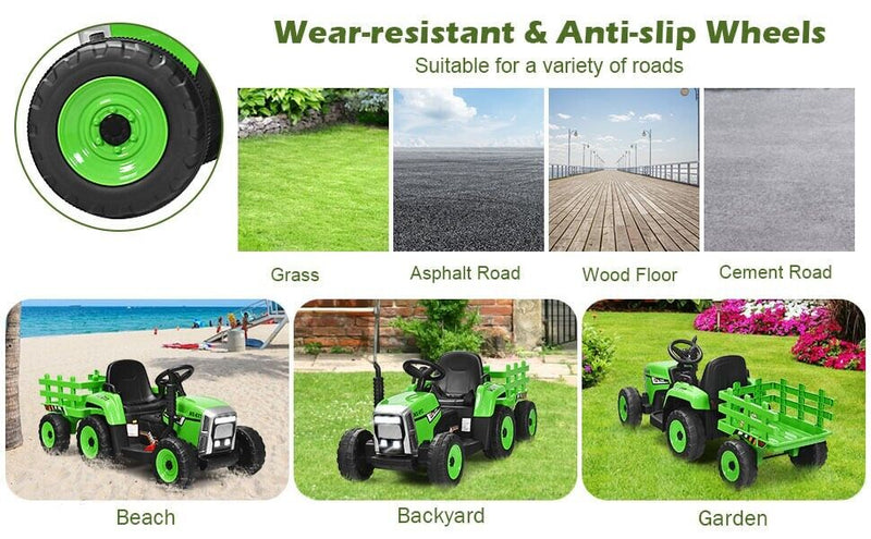 Load image into Gallery viewer, Electric Ride-On Tractor for Kids with 3 Gears and Remote Control - Includes Trailer Toy
