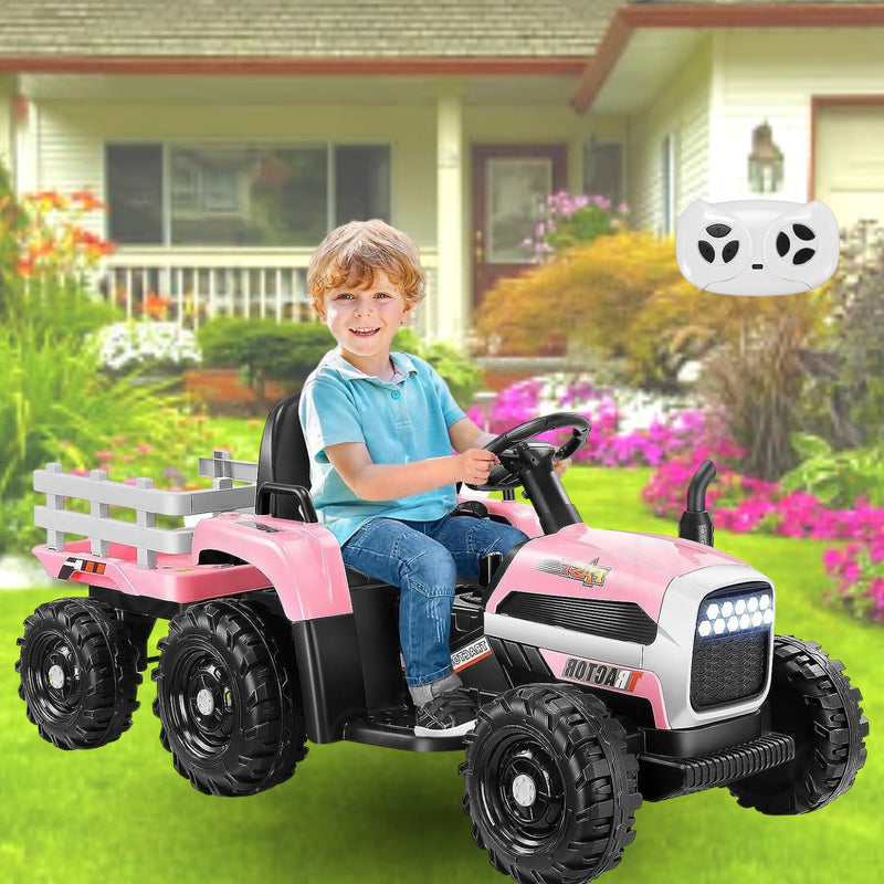 Load image into Gallery viewer, Electric Ride-On Tractor for Kids with Trailer - 12V Powered Fun!

