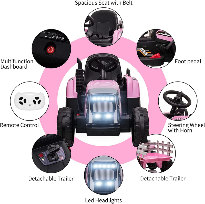 Load image into Gallery viewer, Electric Ride-On Tractor for Kids with Trailer and Parental Remote Control - Battery Powered Toddler Toy
