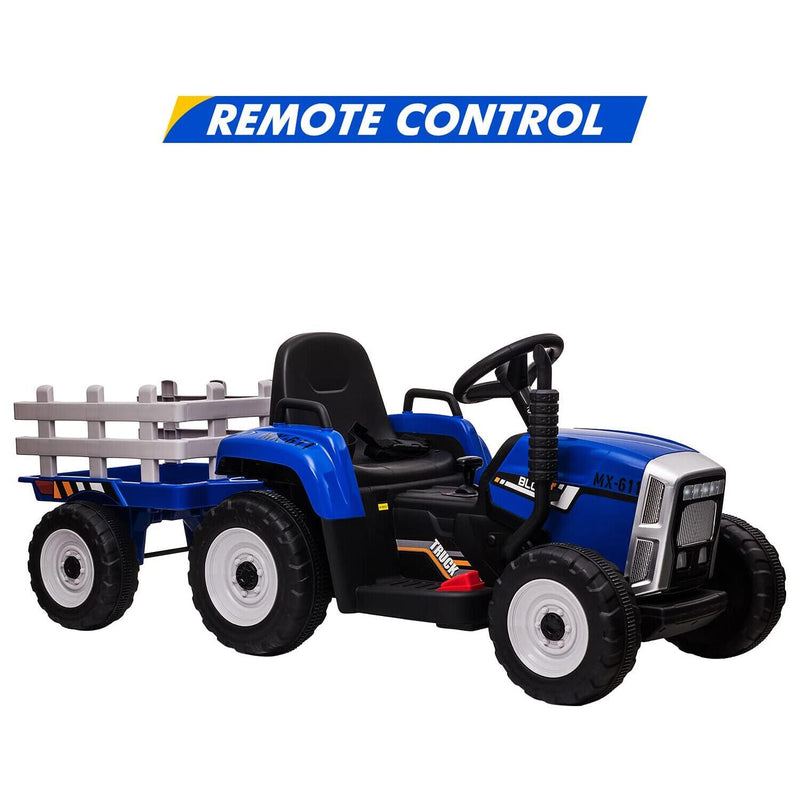 Load image into Gallery viewer, 12V Electric Tractor Trailer Toy with MP3 Player for Kids - Battery Powered Ride-On Fun!
