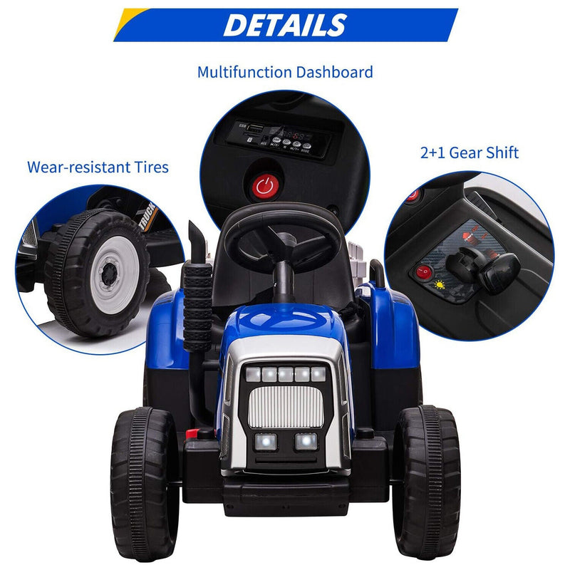 Load image into Gallery viewer, 12V Electric Tractor Trailer Toy with MP3 Player for Kids - Battery Powered Ride-On Fun!
